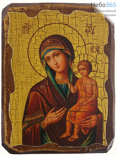  Икона на дереве (Бс), 7х10, искусственное старение, фигурные края икона Божией Матери Воспитание, фото 1 