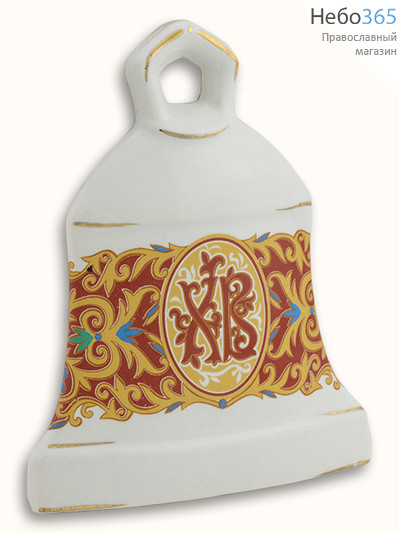  Сувенир пасхальный керамический, "Колокол", с белой глазурью, с деколью "ХВ", с золотом, в ассортименте, ПЛК0Б0ХВЗ, фото 1 