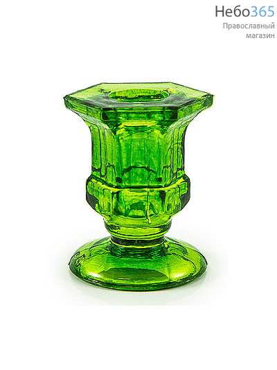  Подсвечник стеклянный 6 цветов, в ассортименте , 14966 зеленый, фото 1 