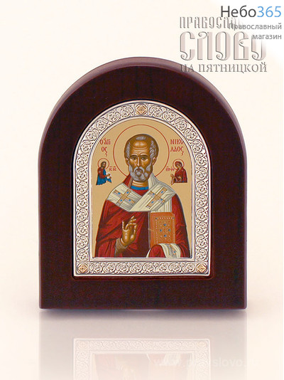  Икона в ризе EK302-ХАG 9х10, святитель Николай Чудотворец, шелкография, на деревянной основе, пз, фото 1 