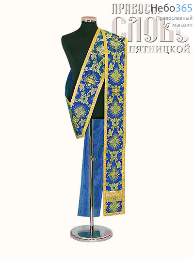  Орарь голубой с золотом, двойной, шелк в ассортименте, длина 145 см, фото 1 