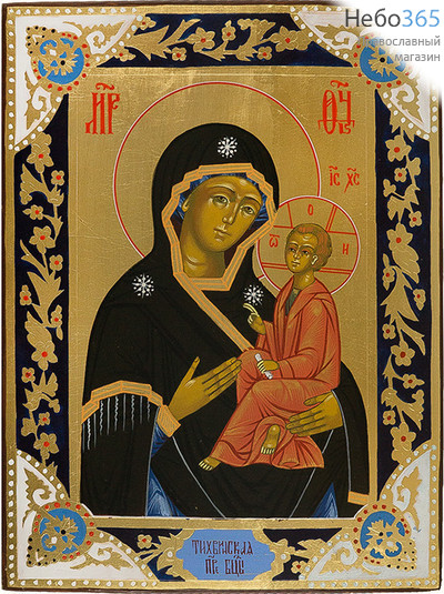  Тихвинская икона Божией Матери. Икона писаная 25х33х2,7 см, золотой фон, без ковчега, новое письмо на старой доске (Ю), фото 1 