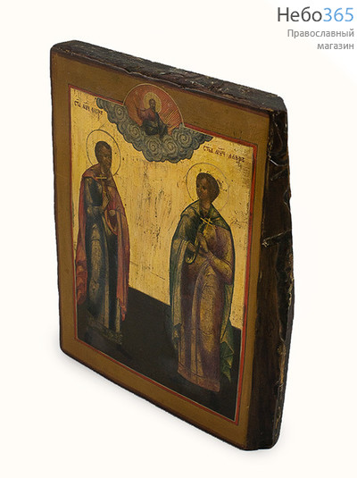  Флор и Лавр, мученики. Икона писаная 17х22 см, без ковчега, 19 век (Кж), фото 2 