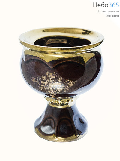 Лампада настольная керамическая "Кубок", средняя, с эмалью и золотом, цвет: зеленый, фото 6 