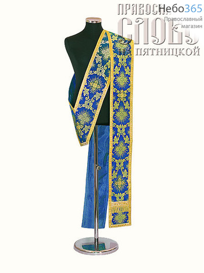  Орарь голубой с золотом, двойной, шелк в ассортименте, длина 150 см, греческий галун, фото 1 