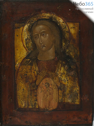  Помощница в родах икона Божией Матери. Икона писаная 19х26, письмо на серебре, без ковчега, 19 век, фото 1 