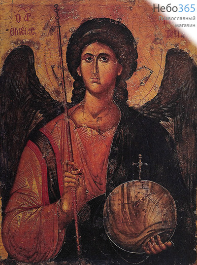  Михаил Архангел. Икона на дереве 30х39,5х2,8 см, печать на холсте, копия византийской иконы (Су), фото 1 