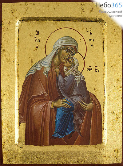  Икона на дереве B 2, 14х18, ручное золочение, с ковчегом Анна, праведная, с Пресвятой Богородицей, фото 1 