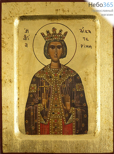  Икона на дереве, 14х18 см, ручное золочение, с ковчегом (B 2) (Нпл) Екатерина, великомученица (2410), фото 1 