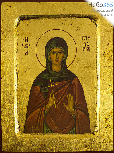  Икона на дереве B 2, 14х18, ручное золочение, с ковчегом Гликерия Гераклейская, мученица (2569), фото 1 