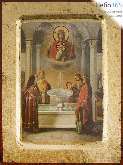  Икона на дереве B 2, 14х18, ручное золочение, с ковчегом икона Божией Матери Живоносный Источник (N09153), фото 1 