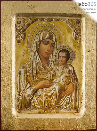  Икона на дереве B 2, 14х18, ручное золочение, с ковчегом икона Божией Матери Иерусалимская, фото 1 