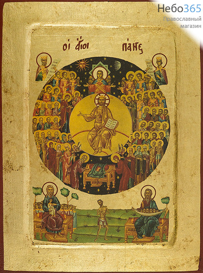  Икона на дереве B 4/S, 18х23, ручное золочение, многофигурная, с ковчегом Собор всех святых, фото 1 