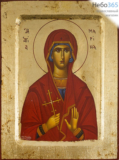  Икона на дереве, 14х18 см, ручное золочение, с ковчегом (B 2) (Нпл) Марина Антиохийская, великомученица (2864), фото 1 