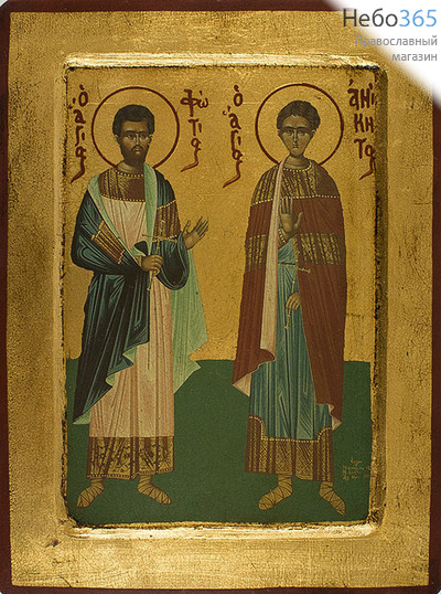  Икона на дереве B 4, 18х24, ручное золочение, с ковчегом Фотий и Аникита Никомидийские, мученики, фото 1 