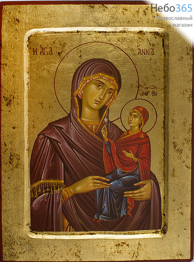  Икона на дереве (Нпл) B 4, 18х24, ручное золочение, с ковчегом Анна, праведная, с Пресвятой Богородицей (11190), фото 1 