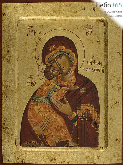  Икона на дереве (Нпл) B 4, 18х24, ручное золочение, с ковчегом икона Божией Матери Владимирская, фото 1 
