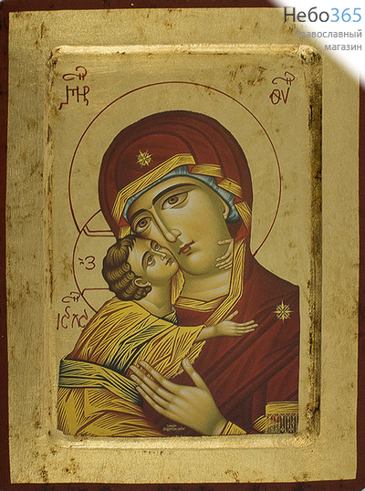  Икона на дереве (Нпл) B 4, 18х24, ручное золочение, с ковчегом икона Божией Матери Владимирская (3053), фото 1 