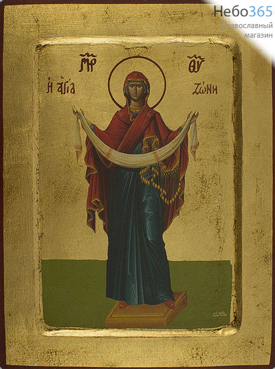  Икона на дереве B 4, 18х24, ручное золочение, с ковчегом икона Божией Матери Пояс Богородицы, фото 1 