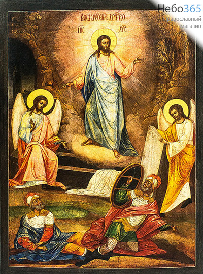  Икона на дереве (Тих) 8-12х12, печать на левкасе, золочение Воскресение Христово (ВХ-03), фото 1 