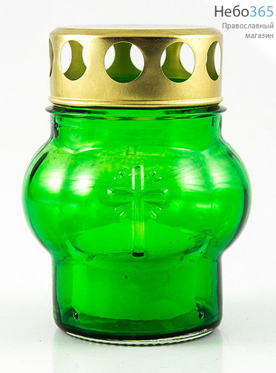  Лампада неугасимая S 58, в ассортименте, с парафиновой свечой цвет: зеленый, фото 1 