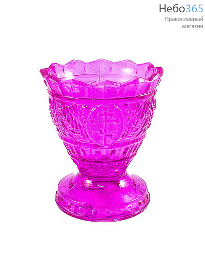  Лампада настольная стеклянная "Лилия" , окрашенная, разного цвета, в ассортименте, высотой 8 см (в кор. -16 или 32 шт) цвет: розовый, фото 1 