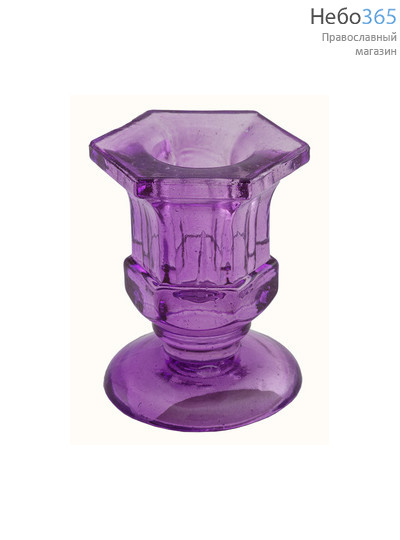  Подсвечник стеклянный 6 цветов, в ассортименте , 14966 фиолетовый, фото 1 