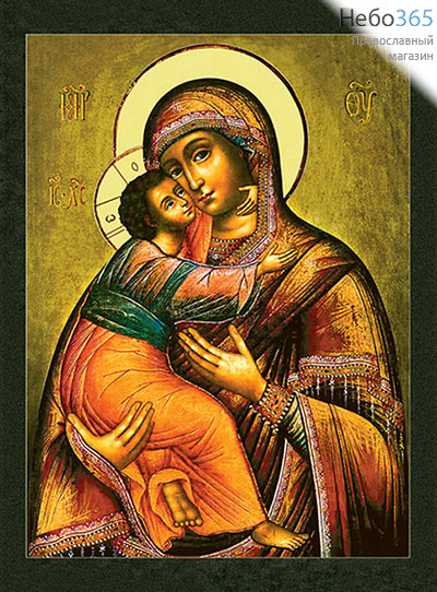  Икона на дереве (Тих) 8-12х12, печать на левкасе, золочение Божией Матери Владимирская (БВ-12), фото 1 
