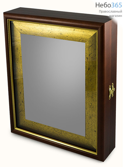  Киот деревянный для греческой иконы B6  24х31,5х4,3, широкий золотой состаренный багет, книжка, фото 2 