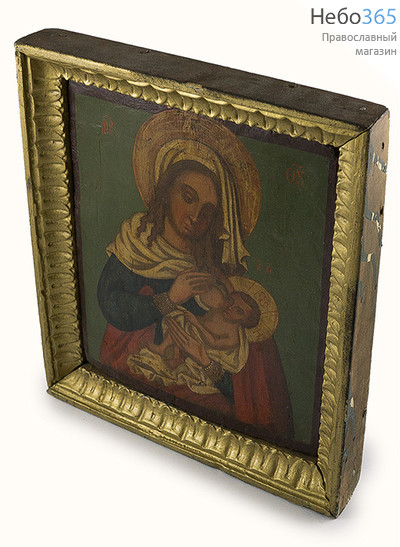  Млекопитательница икона Божией Матери. Икона писаная 29х32,5, в раме, 19 век, фото 2 