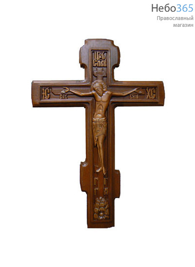  Крест деревянный 17101, из дуба, с резной вставкой из липы, высотой 43 см, фото 1 