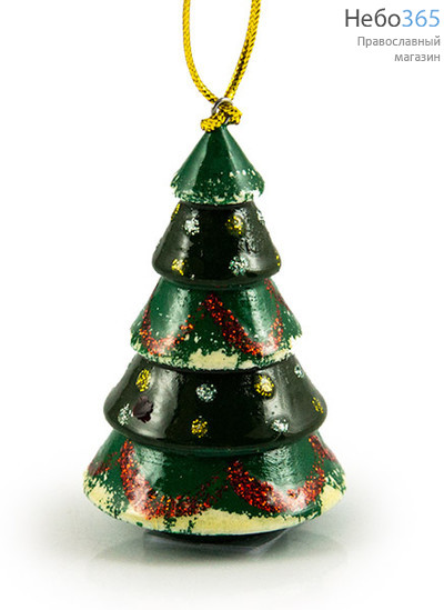  Сувенир рождественский деревянный, ёлочное украшение, Фигурка, высотой 5,5 см, в ассортименте, 31162 фигурка: елочка, фото 1 