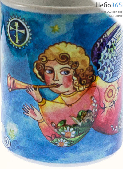  Чашка керамическая миниатюрная, с цветной сублимацией, объемом 70 мл, в ассортименте Ангел летящий с трубой, фото 1 