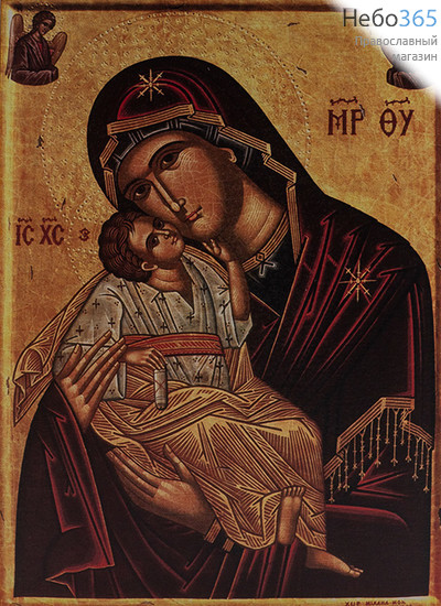  Умиление (Сладкое Лобзание) икона Божией Матери. Икона на дереве 30х41,5х2,8 см, печать на холсте, копия современной греческой иконы (Су), фото 1 