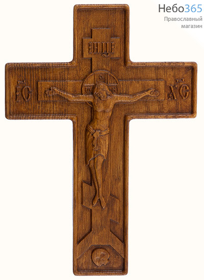  Крест деревянный настенный, из дуба (резьба на станке), высотой 17 см, фото 1 