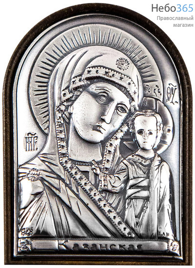  Икона в ризе 4х6, посеребрение, арочная Божией Матери Казанская, фото 1 