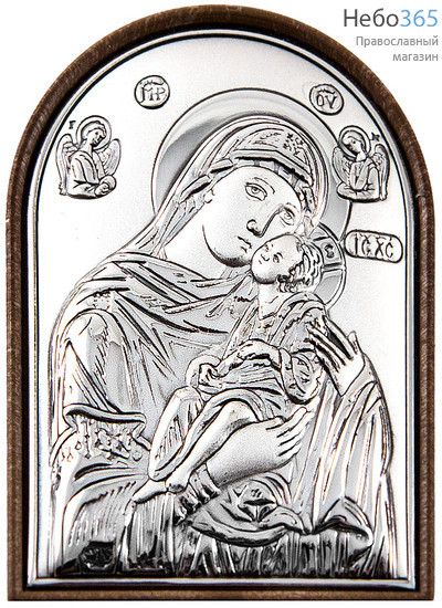 Икона в ризе (Нпл)  4х6, посеребрение, арочная икона Божией Матери Сладкое Лобзание, фото 1 