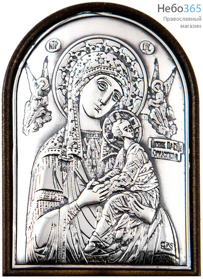 Икона в ризе 4х6, посеребрение, арочная Божией Матери Страстная, фото 1 
