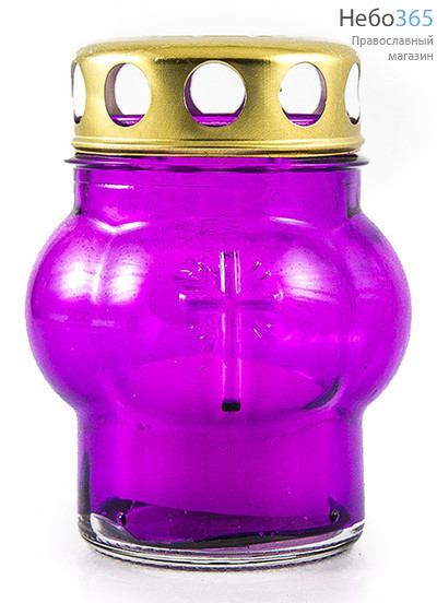  Лампада неугасимая S 58, в ассортименте, с парафиновой свечой цвет: фиолетовый, фото 1 