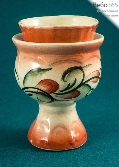  Лампада настольная керамическая Кубок, со стаканом, с цветной росписью., фото 1 