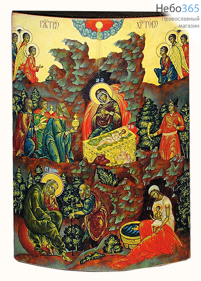  Икона на дереве (Пин) 13х17,13х18,13х21, печать на холсте, выпуклая (№57) Рождество Христово, фото 1 