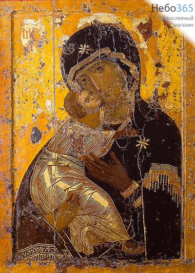  Икона на дереве 70х48, Божией Матери Владимирская, печать на ткани., фото 1 