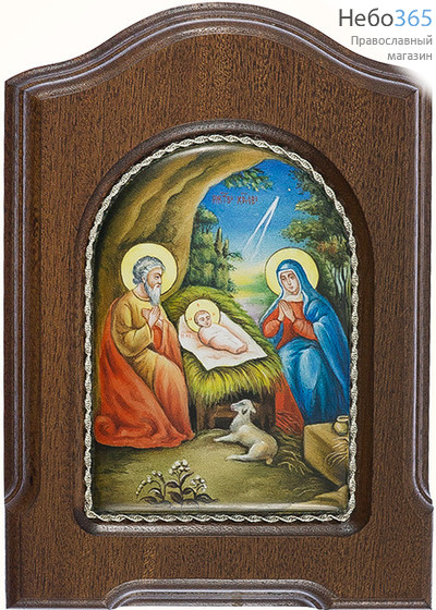  Рождество Христово. Икона писаная 7,5х11 (с основой 12,5х18), эмаль, скань (Гу), фото 1 