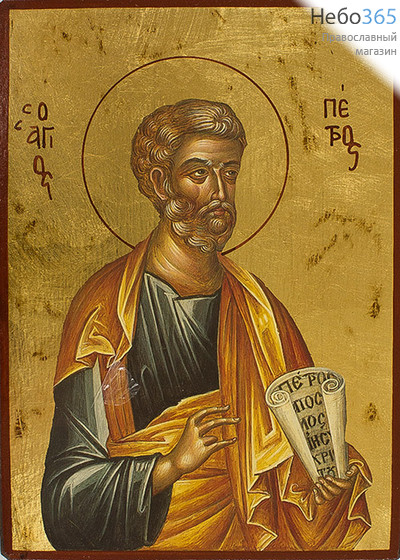  Икона на дереве B 3, 13х19, ручное золочение, без ковчега Петр, апостол, фото 1 