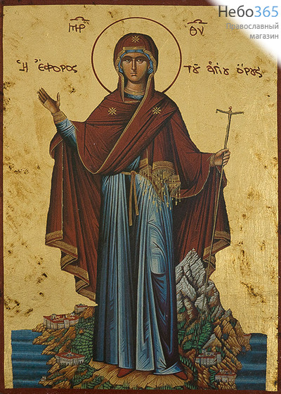 Икона на дереве B 3, 13х19, ручное золочение, без ковчега икона Божией Матери Игумения Горы Афонской, фото 1 