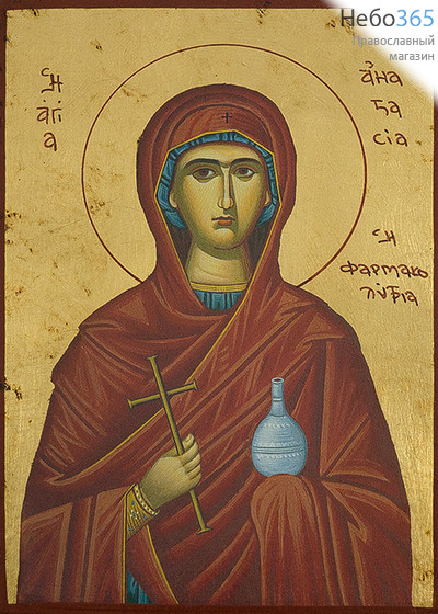  Икона на дереве B 3, 13х19, ручное золочение, без ковчега Анастасия Узорешительница, великомученица, фото 1 