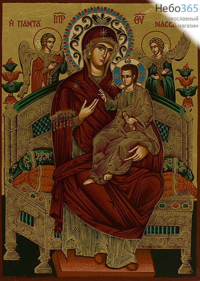  Икона шелкография (Гн) 12х17, 4SG, Божией Матери Всецарица, золотой фон, фото 1 