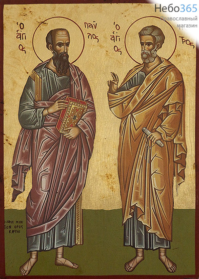  Икона на дереве, 13х19 см, ручное золочение, без ковчега (B 3) (Нпл) Петр и Павел, апостолы (2739), фото 1 