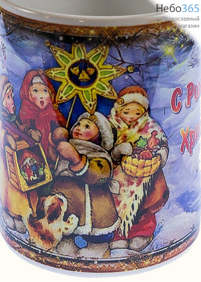  Чашка керамическая рождественская, миниатюрная, с цветной сублимацией, объемом 70 мл, в ассортименте, фото 7 