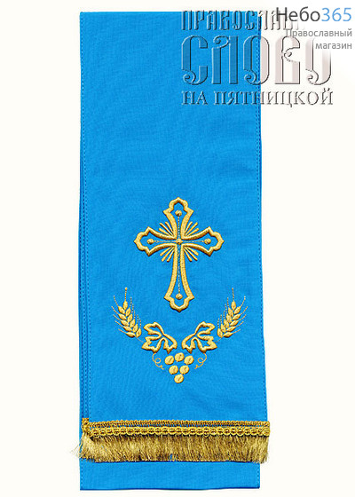  Закладка  для Евангелия, голубая с золотом, вышивка "Крест", ткань габардин, размеры: 14 х 145 см, фото 1 